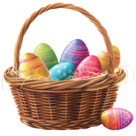 a basket filled with colorful easter eggs