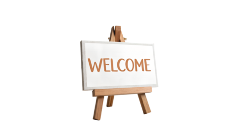a wooden ease with the word welcome on it