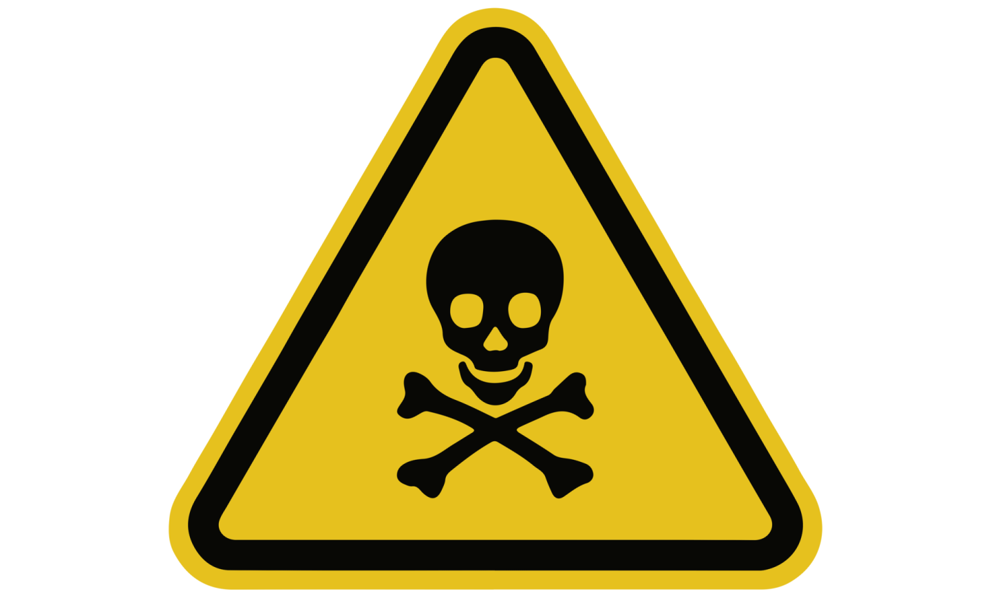 a warning sign with a skull on it