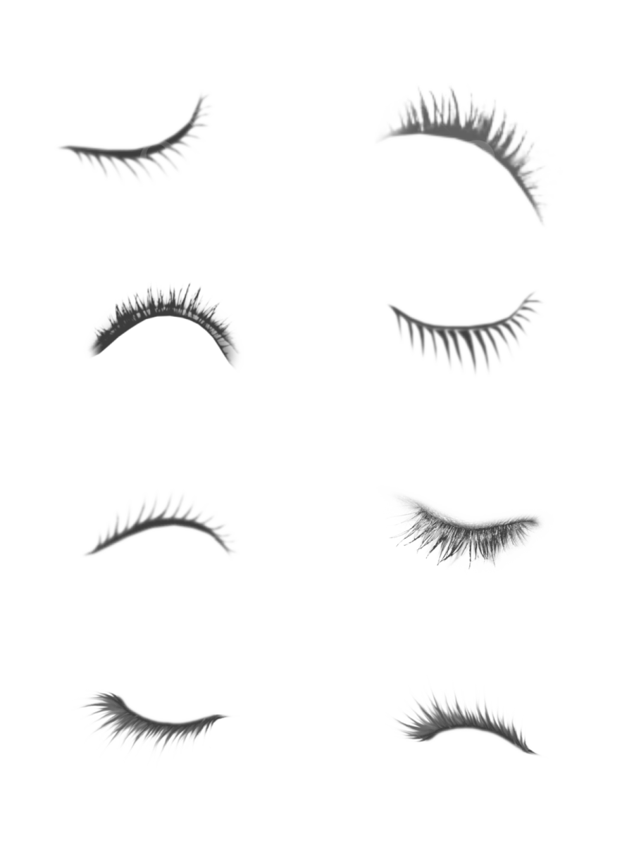 a set of eyelashes on white background