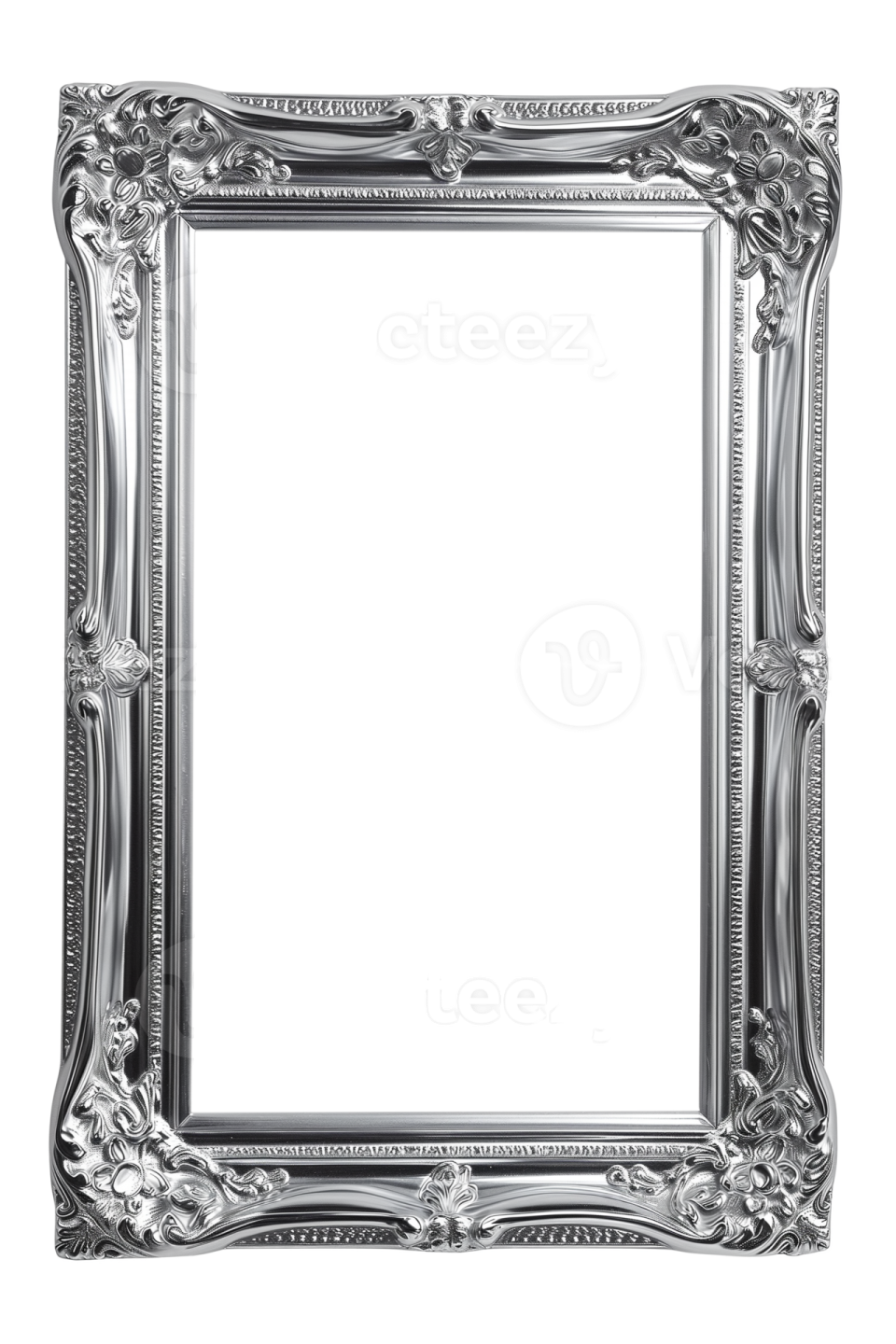 a silver frame on a white background