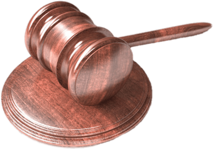 a wooden judge's gavette on a white background
