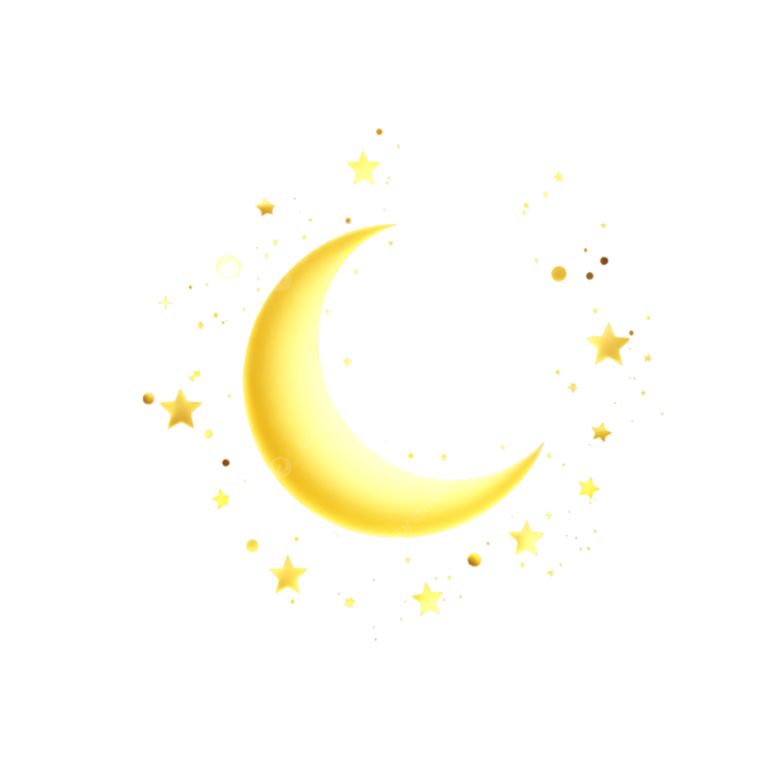 a yellow crescent with stars on it