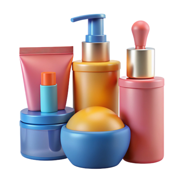 a group of different colored containers and containers