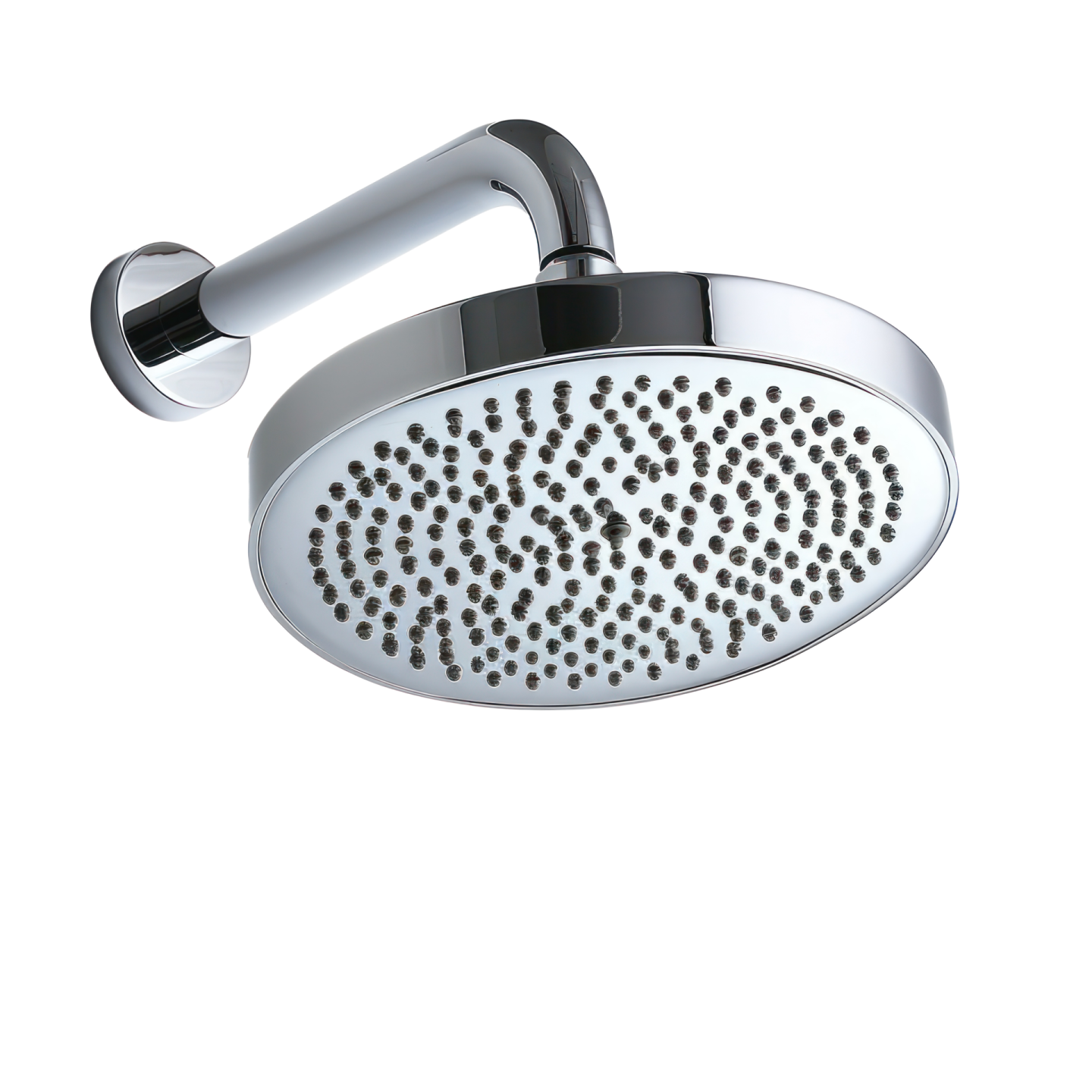 an image of a chrome finish shower head