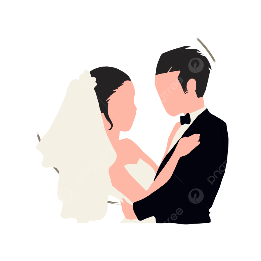 a silhouette of a bride and groom