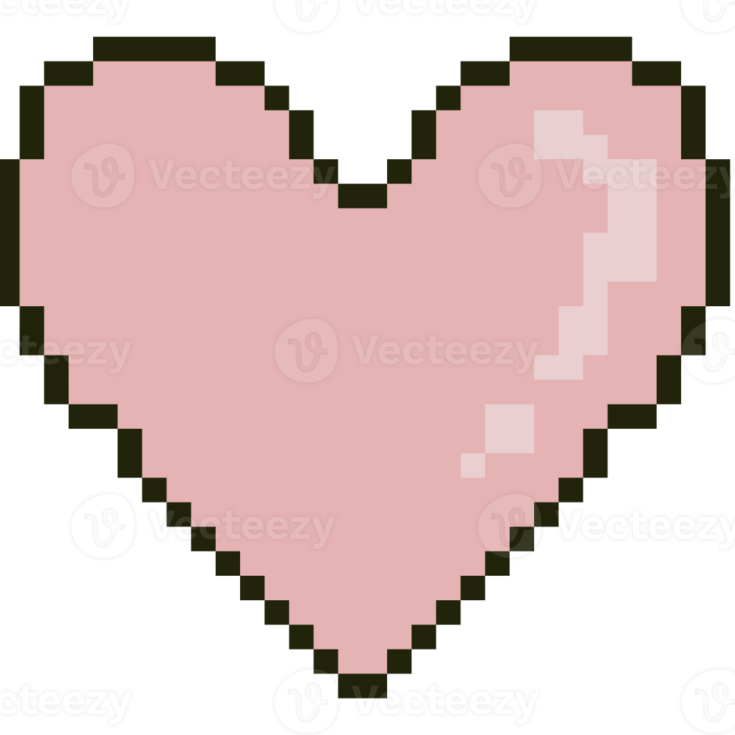 a pixel heart in pink and black