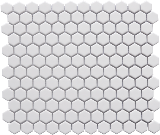 white hexagon mosaic tile