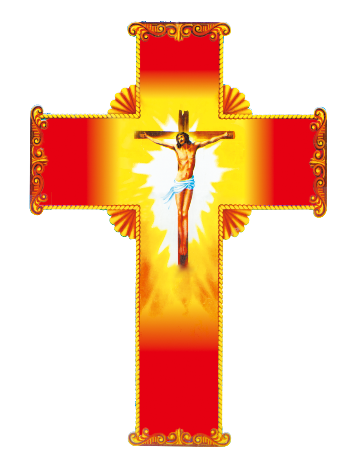 a cross with an image of jesus on it