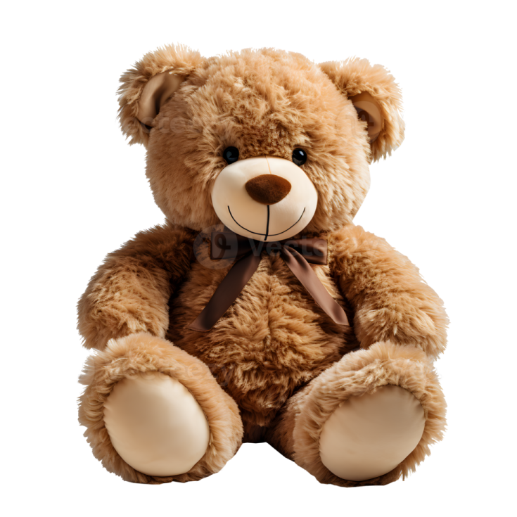 a brown teddy bear sitting on a white background
