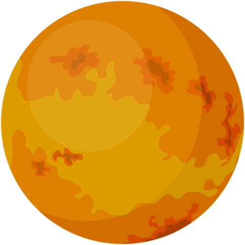 an orange planet with a white background