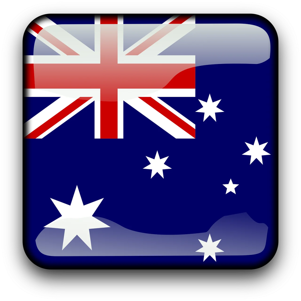 a square button with the australian flag