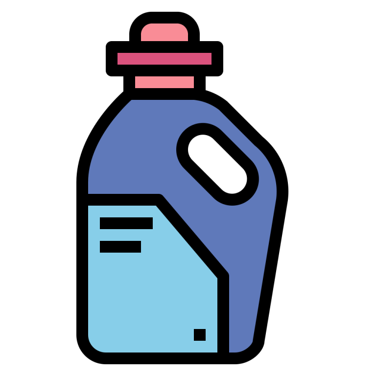 a blue bottle with a red cap
