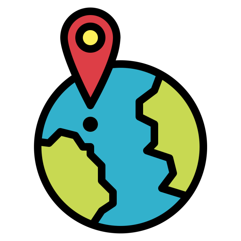 a globe with a pin on top of it
