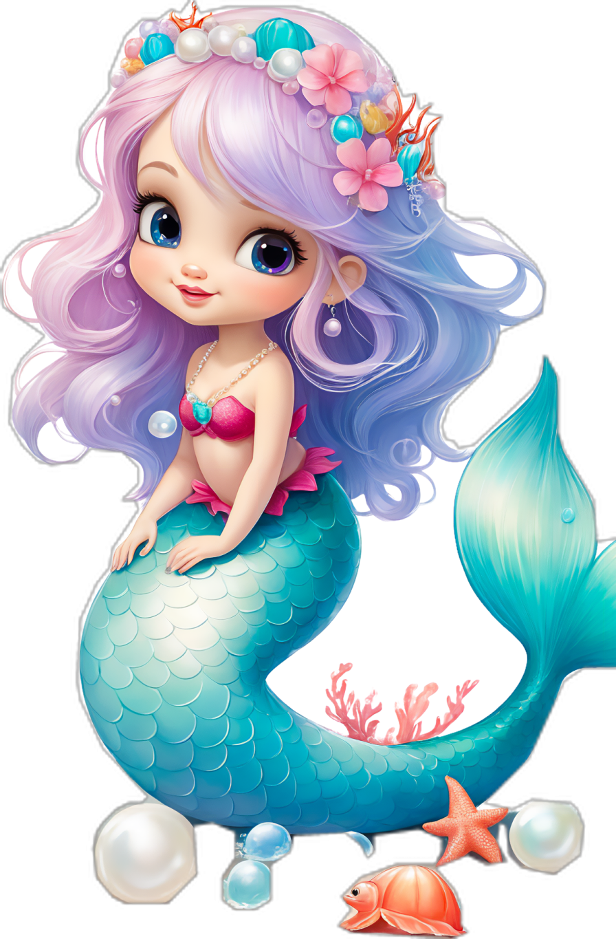 a little mermaid sitting on top of a fish