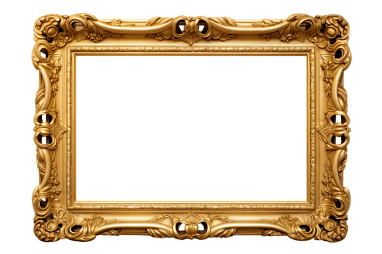 a gold frame on a white background