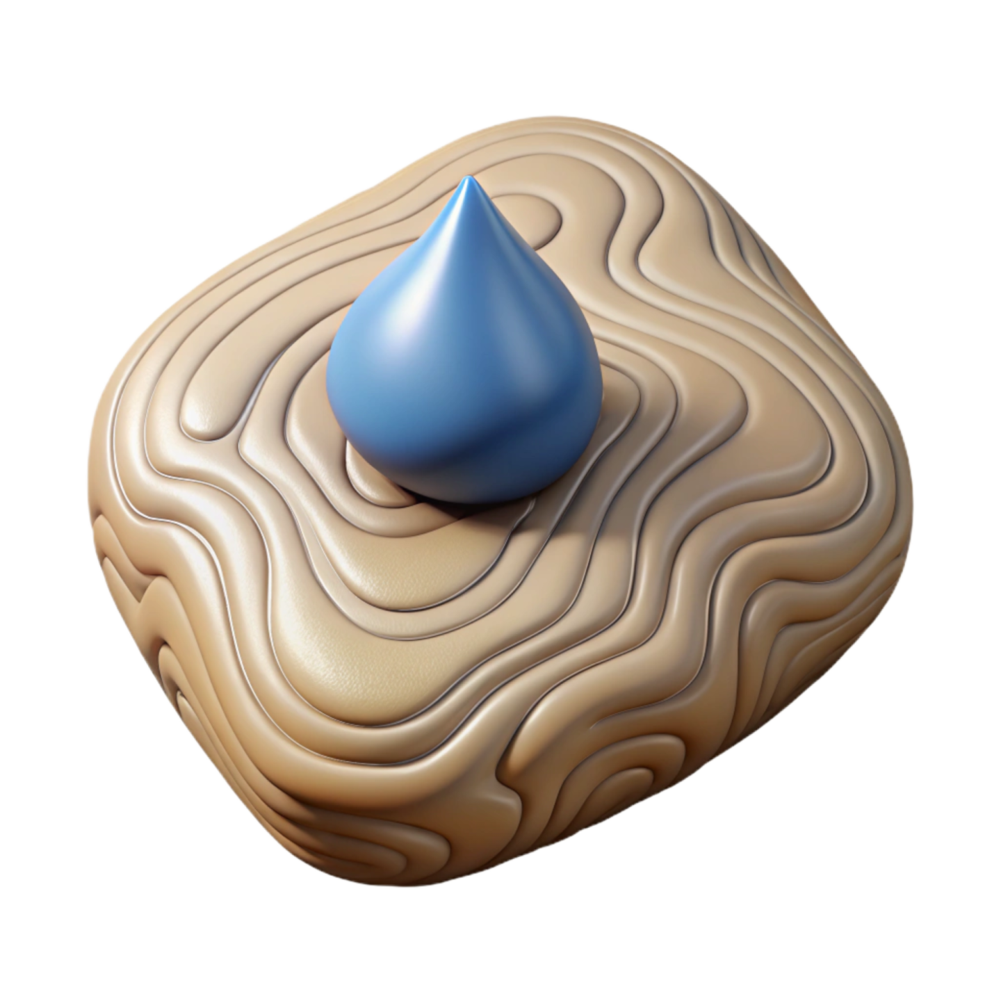 a blue drop on top of a piece of wood