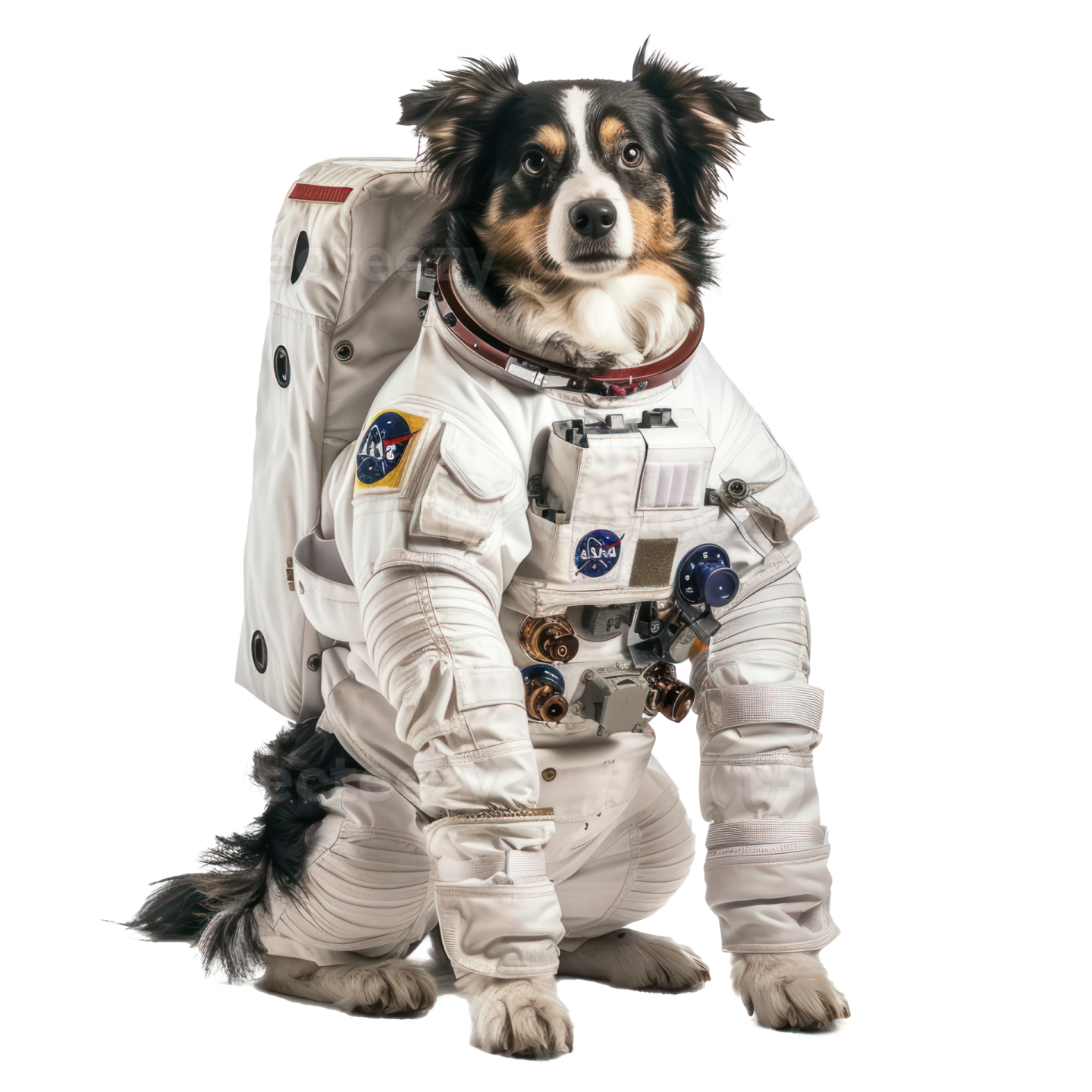 a dog dressed as an astronaut
