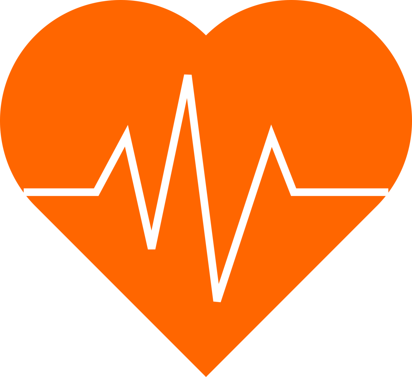 an orange heart with a heartbeat on it