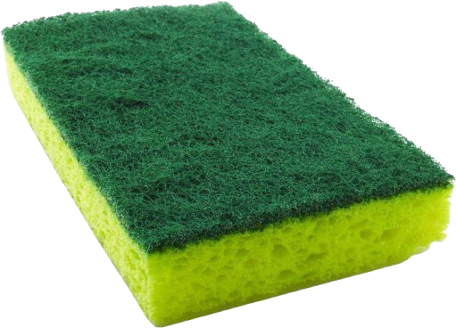 a green sponge on a white background