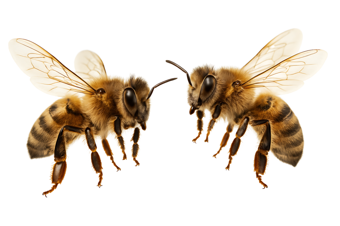 two bees facing each other way