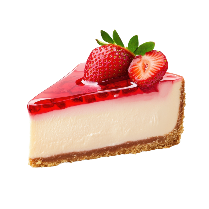 a piece of cheesecake with a strawberry on top