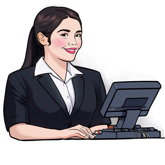 a woman sitting at a desk with a laptop