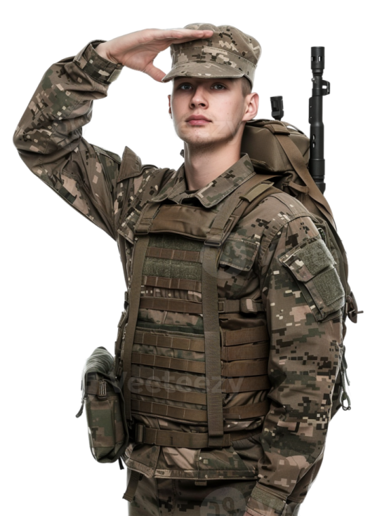 a man in military uniform sal his hat