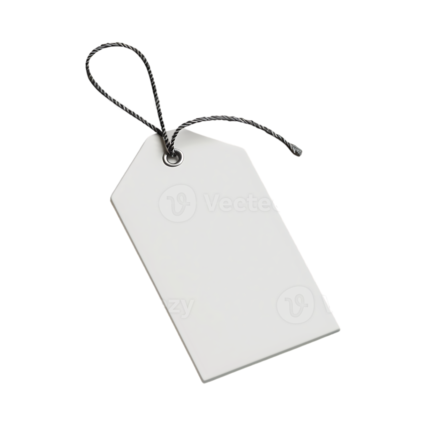 a white price tag hanging on a string