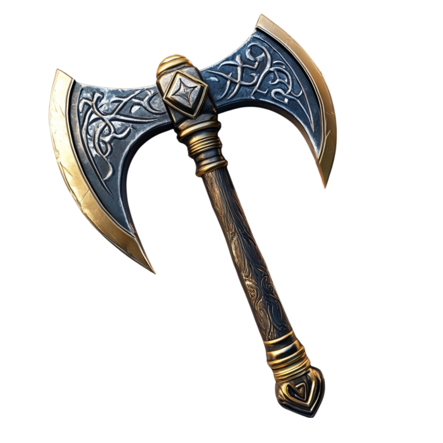 a large axe with an ornate design on it
