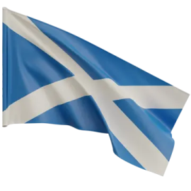 a scottish flag flying in the wind