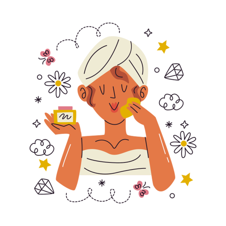 an illustration of a woman holding a cup in her hand