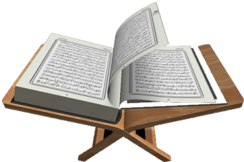 an open quran on a wooden stand