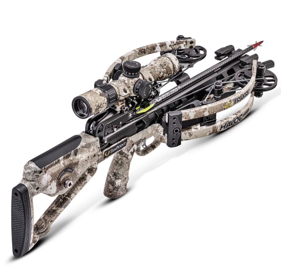 a crossbow with a scope attached to it