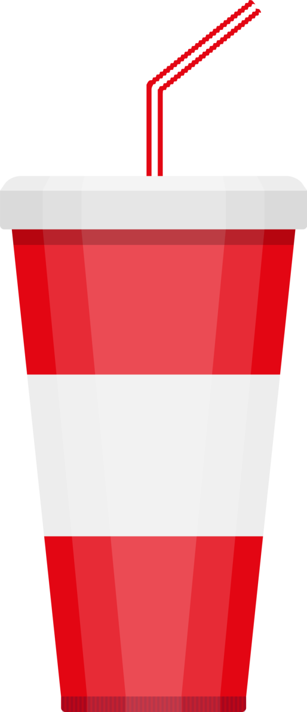a red cup with a straw in it