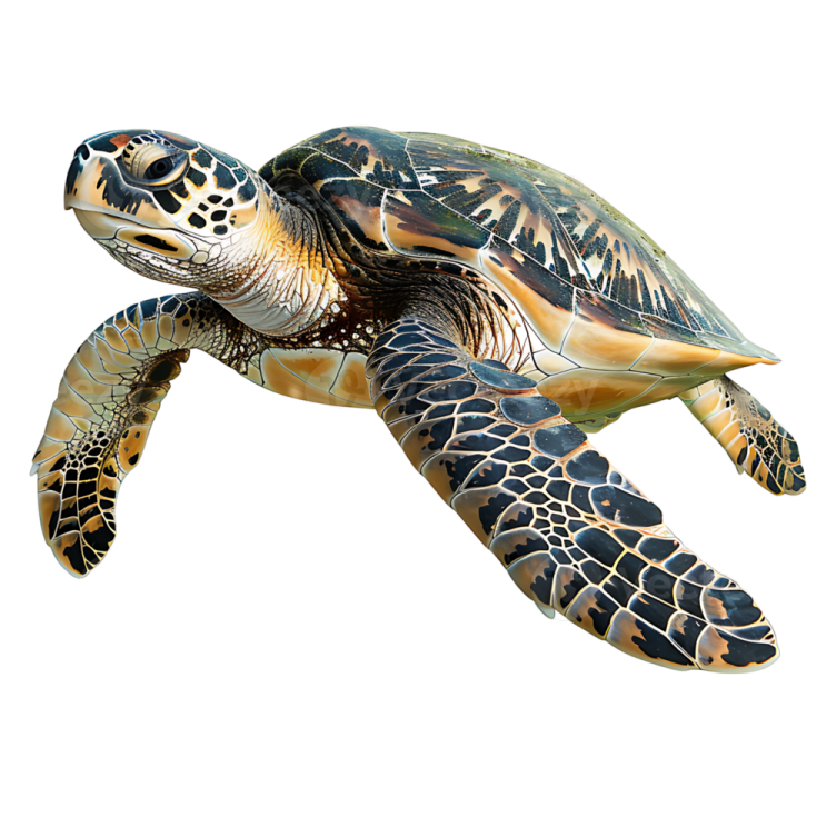 a green sea turtle swimming in the ocean