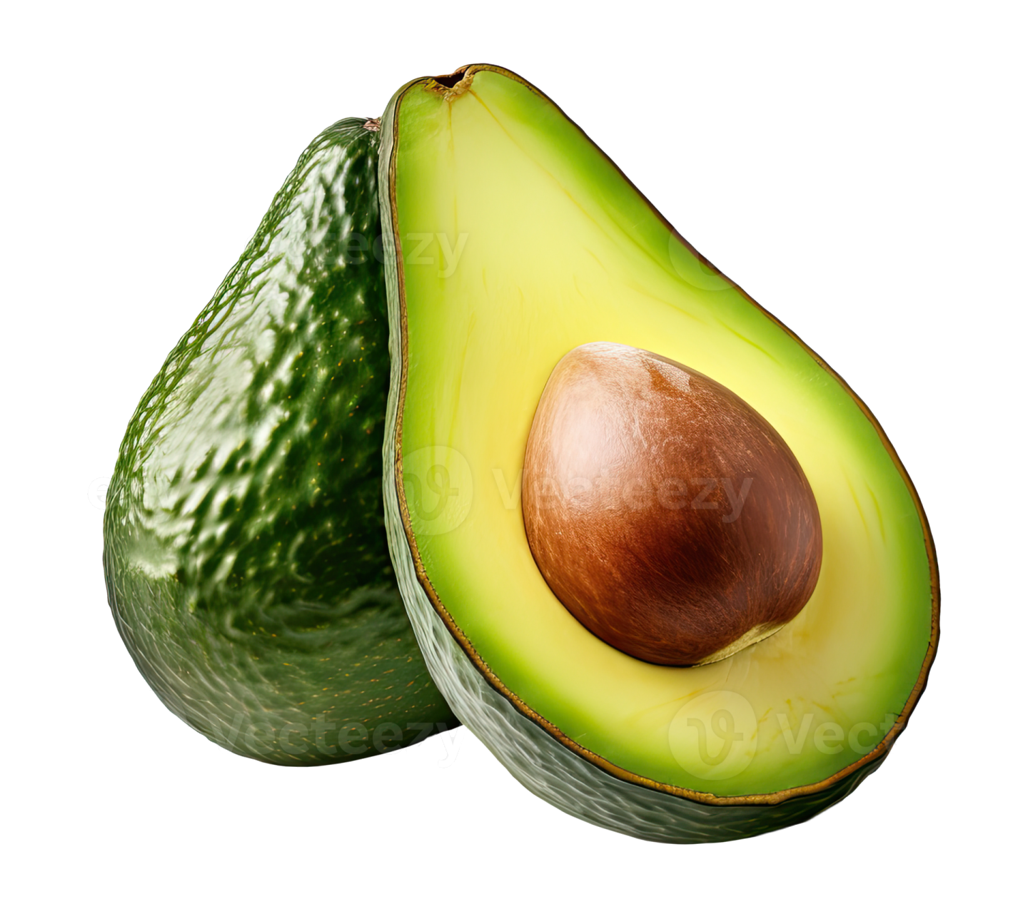 an avoca with a half cut in half