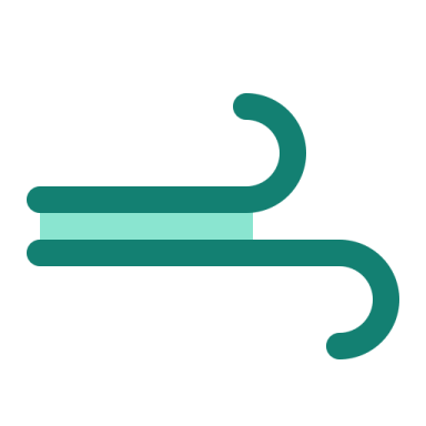 a green and white icon of a hook