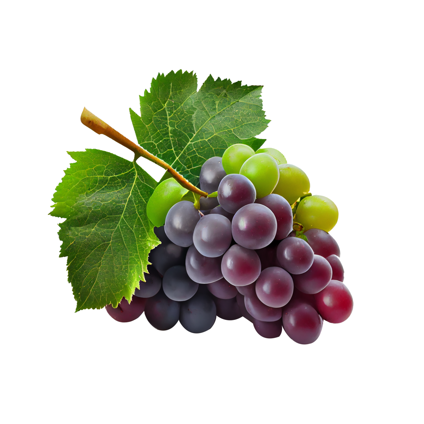 a bunch of grapes on a white background