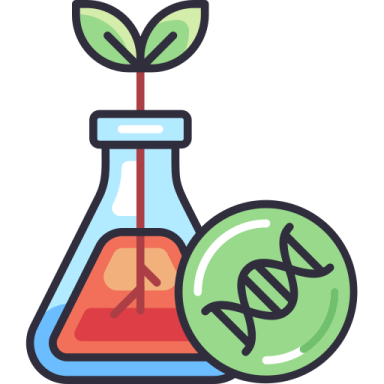 an illustration of a test tube with a plant growing out of it