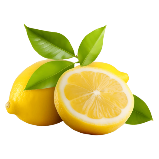 two lemons with leaves on a white background