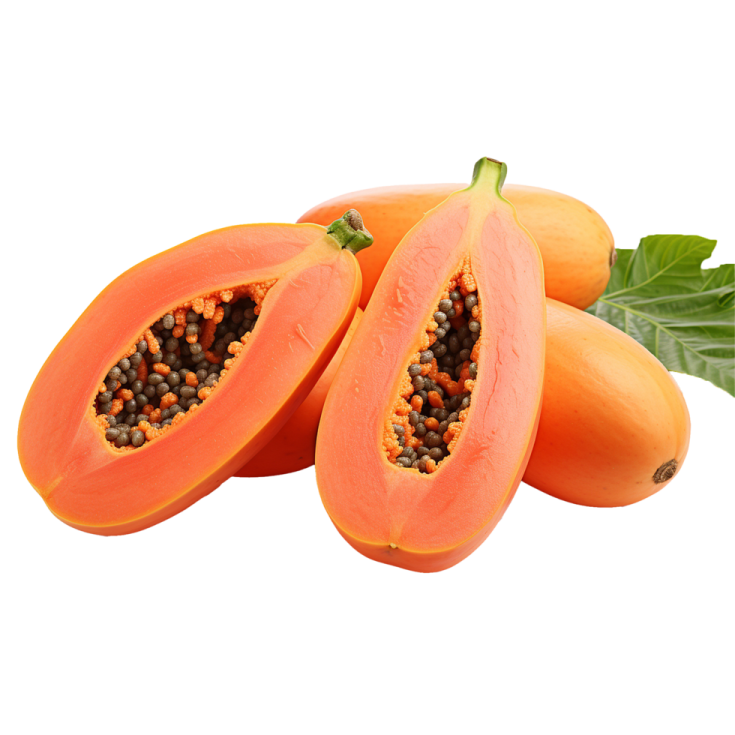 a couple of papas with leaves and seeds