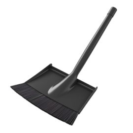 a black broom on a white background