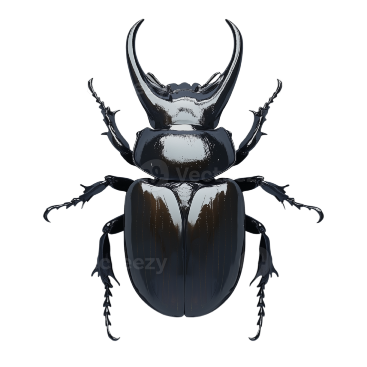 a black beetle on a white background