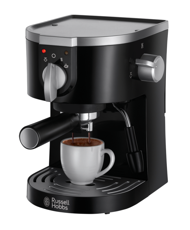 a black coffee machine on a white background