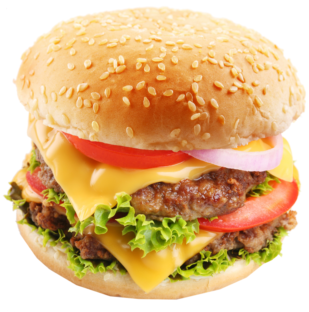 a hamburger with cheese, tomato and lete