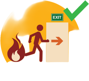 a fire exit sign with an arrow pointing to the exit