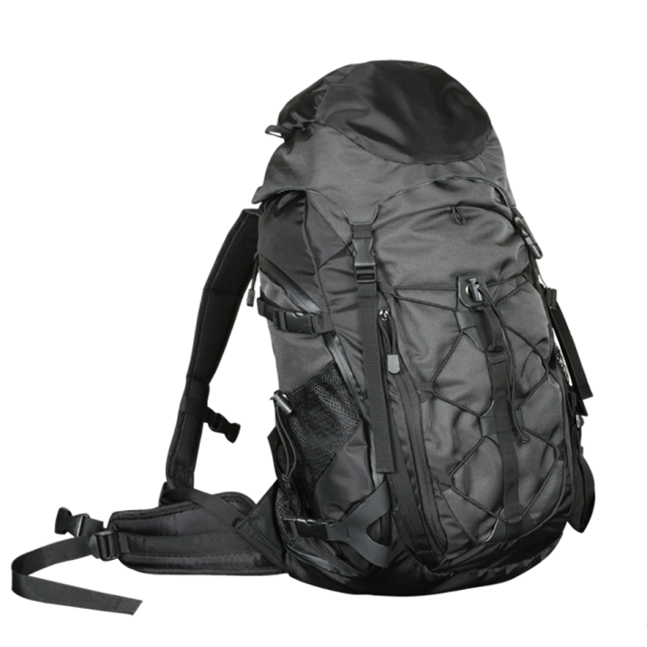 a black backpack on a white background