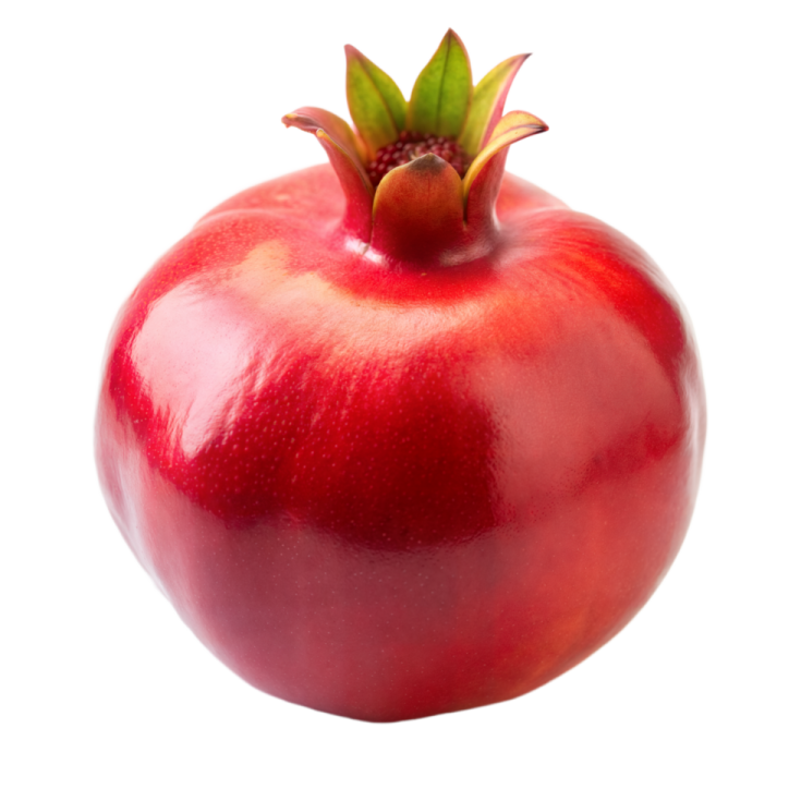 a red pome on a white background