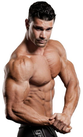 a man with no shirt is posing for the camera